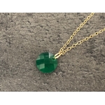 Collier KHADRA or gold filled 14K pendentif pierre calcédoine verte