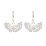 Boucles doreilles HANIYA dormeuses acier inoxydable argent pendentif feuille ginkgo biloba