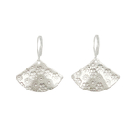 Boucles doreilles SADIR dormeuses acier inoxydable argent pendentif éventail fleuri