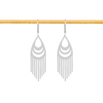 Boucles d'oreilles KAHILA dormeuses acier inoxydable argent pendentif franges-minimaliste-bohème- MARJANE et Cie