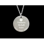 Collier CHANA2 acier inoxydable argent pendentif médaille gravée personnalisée - MARJANE et Cie