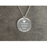 Collier CHANA2 femme acier inoxydable argenté breloque médaille gravure message - MARJANE et Cie