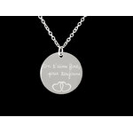 Collier ASMA1 acier inoxydable argent pendentif médaille gravée personnalisable - MARJANE et Cie