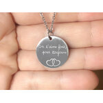 Collier ASMA1 femme acier inoxydable argent médaille personnalisée personnalisable fête des mères - MARJANE et Cie