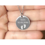 Collier ASMA5 acier inoxydable argent pendentif gravure personnalisé - MARJANE et Cie