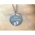 Collier ASMA5 acier inoxydable argent médaille personnalisable cadeau anniversaire - MARJANE et Cie