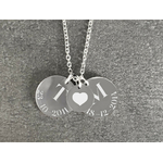 Collier ARZAN2 acier inoxydable argent pendentifs gravure personnalisés initiales - MARJANE et Cie