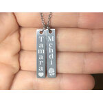 Collier HELIYA1 femme acier inoxydable argent médaille barre gravée personnalisable prénoms - MARJANE et Cie
