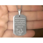 Collier KAMIL1 homme acier inoxydable argent médaille gravée cadeau fête des pères - MARJANE et Cie