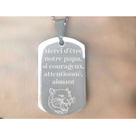 Collier KAMIL1 homme acier inoxydable argenté pendentif gravé personnalisable pour papa - MARJANE et Cie