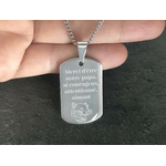 Collier KAMIL1 homme acier inoxydable argenté médaille militaire gravée bijou citation - MARJANE et Cie