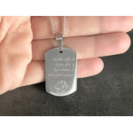 Collier KAMIL4 homme acier inoxydable argent pendentif gravure personnalisé - MARJANE et Cie