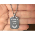 Collier DARIS1 homme acier inoxydable argenté médaille militaire gravée bijou citation - MARJANE et Cie
