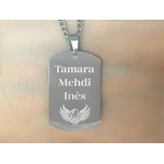 Collier DARIS1  homme acier inoxydable argent médaille militaire gravée personnalisable - MARJANE et Cie