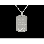 Collier DARIS2 homme acier inoxydable argent médaille gravée cadeau fête des pères - MARJANE et Cie