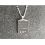Collier DARIS2  homme acier inoxydable argent médaille militaire gravée personnalisable mots manuscrits - MARJANE et Cie