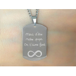 Collier DARIS2  homme acier inoxydable argent pendentif gravure personnalisé mots écrits à la main - MARJANE et Cie