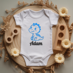 Body bébé personnalisé avec illustration d’un dinosaure farceur flocage couleur, cadeau naissance - MARJANE et Cie