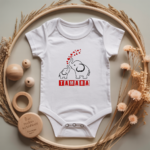 Body bébé personnalisé avec illustration d’une maman éléphant protectrice flocage couleur, cadeau naissance - MARJANE et Cie