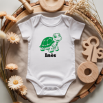 Body bébé personnalisé avec illustration d’une tortue radieuse flocage couleur, cadeau naissance- MARJANE et Cie