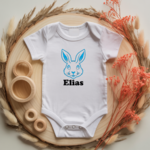 Body bébé personnalisé avec illustration d’une frimousse de lapin flocage couleur, cadeau naissance- MARJANE et Cie