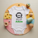 Body bébé personnalisé avec lion fier en coton par flocage - MARJANE et Cie