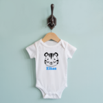 Body bébé personnalisable blanc avec prénom et tigre endormi suspendu - MARJANE et Cie