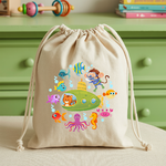 Sac pochon bébé personnalisé Tigre en eaux profondes en coton avec flocage couleur - MARJANE et Cie