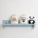 Sac pochon bébé personnalisable lion et arc en ciel et texte en coton avec flocage couleur, écoresponsable - MARJANE et Cie