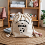Sac pochon bébé personnalisé panda câlin face prénom et foot, coton, flocage couleur - MARJANE et Cie