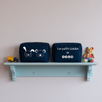 Trousse bébé personnalisable lapin et koala adorables et prénom en toile recyclée bleu marine avec flocage, cadeau naissance - MARJANE et Cie