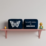 Trousse bébé personnalisable Papillon élégant et prénom en toile recyclée bleu marine avec flocage, cadeau naissance - MARJANE et Cie