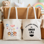 Tote bag bébé personnalisé face Compagnons d’aventure et face prénom en coton avec flocage, cadeau naissance - MARJANE et Cie