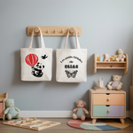Tote bag bébé personnalisable Voyage léger et texte en coton avec flocage couleur, écoresponsable - MARJANE et Cie