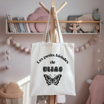 Tote bag bébé personnalisable Voyage léger face texte et papillon, coton, flocage couleur, cadeau naissance - MARJANE et Cie