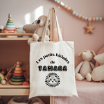 Tote bag bébé personnalisé Voyage léger face prénom et lion, coton, flocage couleur - MARJANE et Cie