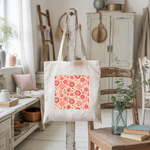 Tote bag femme inspiration nature suspendu, illustration florale délicate - MARJANE et Cie