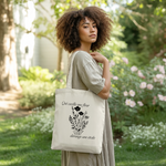 Tote bag femme porté, citation poétique visible écologique, nature, design naturel, flocage - MARJANE et Cie