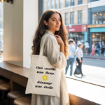 Tote bag femme porté, citation poétique visible écologique, nature, design naturel - MARJANE et Cie