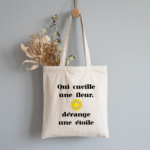Tote bag femme message inspirant suspendu, citation florale - MARJANE et Cie