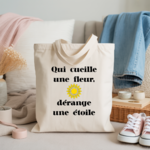 Tote bag femme citation poétique en flocage monochrome noir - MARJANE et Cie