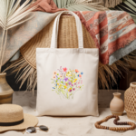 Tote bag femme fleurs des champs en couleur - MARJANE et Cie