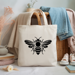 Tote bag femme abeille monochrome, flocage noir monochrome - MARJANE et Cie