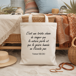 Tote bag femme citation de Victor Hugo flocage noir, message engagement nature - MARJANE et Cie