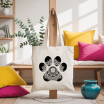 Tote bag femme patte de chien mandala monochrome par flocage suspendu - MARJANE et Cie