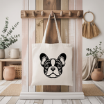Tote bag femme chien bouledogue français monochrome par flocage suspendu à une patère - MARJANE et Cie