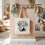 Tote bag femme chien Shar Pei monochrome par flocage noir suspendu à un porte manteau - MARJANE et Cie