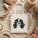 Tote bag femme chien Cavalier King Charles monochrome par flocage posé à plat - MARJANE et Cie