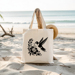 Tote bag femme illustré d’un oiseau perruche en couleur posé sur un canapé – style naturaliste - MARJANE et Cie