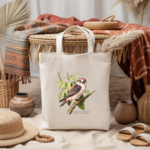 Tote bag femme avec illustration naturaliste couleur d’un oiseau fauconnet d’Afrique - style inspiré des planches d’ornithologues - MARJANE et Cie